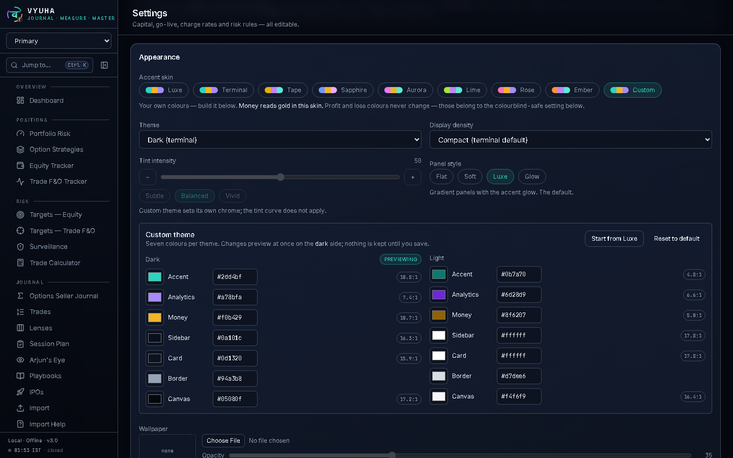 Custom theme builder with live preview