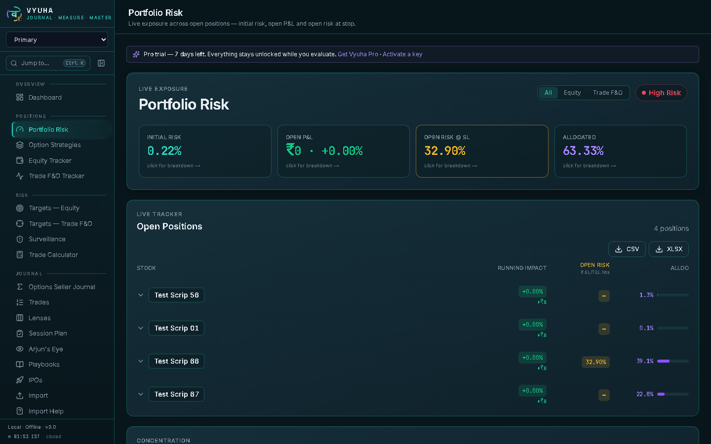 Portfolio risk cockpit