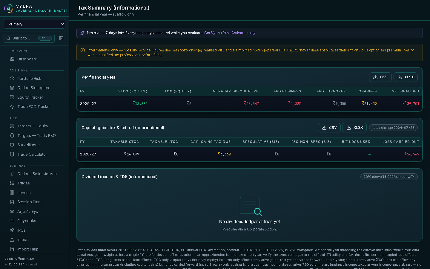ITR pack — schedules per financial year
